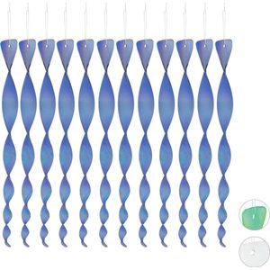 Relaxdays vogelverschrikker spiraal, 12 stuks, reflecterend, balkon & tuin, windspel, 40 cm, vogelwering, blauw