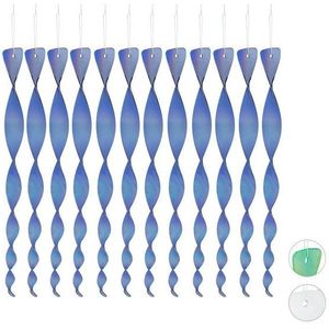 Relaxdays vogelverschrikker spiraal - 12 stuks - reflecterend - windspel - 40 cm - blauw