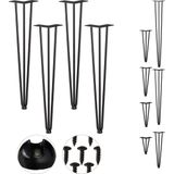 Relaxdays hairpin poten - set van 4 - meubelpoten - tafelpoten metaal zwart - vintage - 60 cm - 3 stangen