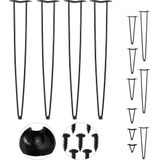 Relaxdays hairpin poten - tafelpoten metaal zwart - meubelpoot - set van 4 - haarspeld - 86 cm - 2 stangen