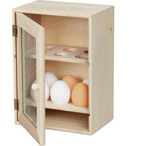Relaxdays Eierkast, voor 12 eieren, landelijke stijl, om neer te zetten, hout & metaal, eierrek, h x b x d: 25 x 18 x 12 cm, natuur, 1 stuk