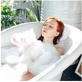 Relaxdays badkussen - met zuignappen - antislip - nekkussen - hoofdsteun - voor in bad - wit