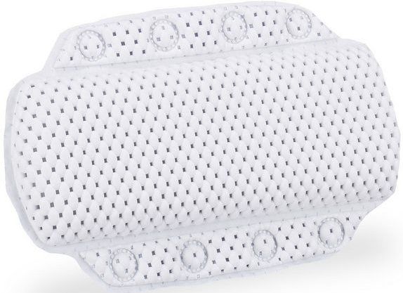 Relaxdays badkussen - met zuignappen - antislip - nekkussen - hoofdsteun - voor in bad - wit