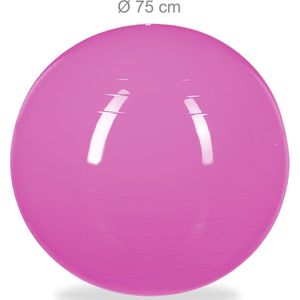 Relaxdays fitnessbal 75 cm - met pompje - gymbal - zitbal - yogabal - pilatesbal - PVC - roze