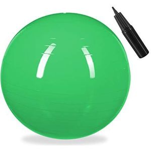 Relaxdays Gymnastiekbal Yoga & Pilates gymnastiekbal met luchtpomp groen kunststof Ø 65 cm