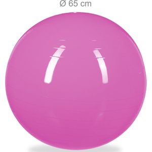Relaxdays fitnessbal 65 cm - gymbal - zitbal - yogabal - pilatesbal - met pompje - PVC - roze