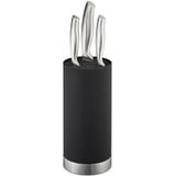 Relaxdays messenblok rond - zonder messen - kunststof - universeel - met borstel - 22 x 11 cm - zwart