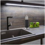 Relaxdays messenblok rond - zonder messen - kunststof - universeel - met borstel - 22 x 11 cm - zwart