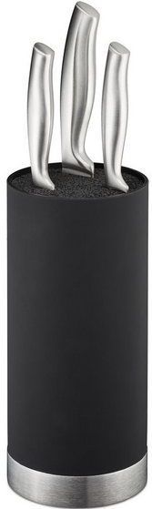 Relaxdays messenblok rond - zonder messen - kunststof - universeel - met borstel - 22 x 11 cm - zwart