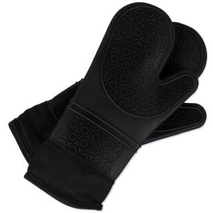 relaxdays Topfhandschuhe Ofenhandschuhe Silikon, Schwarz