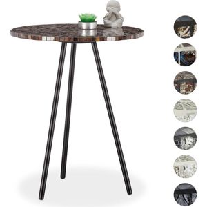 Relaxdays bijzettafel mozaïek - rond - handgemaakt - bijzettafeltje - salontafel 50 x 41 - honingkleurig