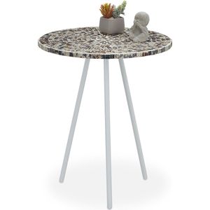 Relaxdays salontafel rond - klein - handgemaakt - mozaïek - 50 x 41 cm - woonkamer