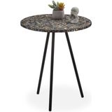 Relaxdays bijzettafel mozaïek - rond - handgemaakt - bijzettafeltje - salontafel 50 x 41 - zwart/goud