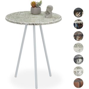 Relaxdays salontafel rond - klein - handgemaakt - mozaïek - 50 x 41 cm - woonkamer