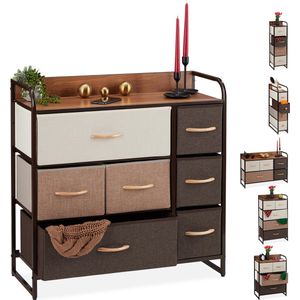 Relaxdays ladekast - stof - ladenkast - commode - bijzetkast - bruin - 4 tot 7 lades - C