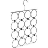 Relaxdays sjaalhanger - accessoires hanger - opvouwbaar - organizer voor sjaals 16 ringen - grijs