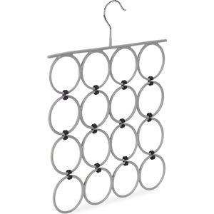 Relaxdays sjaalhanger - accessoires hanger - opvouwbaar - organizer voor sjaals 16 ringen - grijs