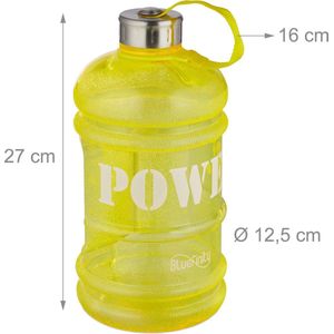 Bluefinity sportfles 2.2 liter - power - XXL drinkfles - BPA-vrij - fitness - waterfles geel