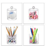 Relaxdays wattenstaafjeshouder - set van 3 - acryl organizer - wattenschijfjeshouder - doorzichtig