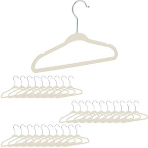 Relaxdays kinderkledinghangers - set van 30 - fluweel - antislip - draaibaar - beige