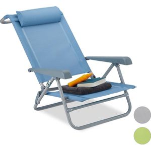 Relaxdays Ligstoel - opvouwbaar - inklapbare tuinstoel - strandstoel - relaxstoel - tuin - blauw