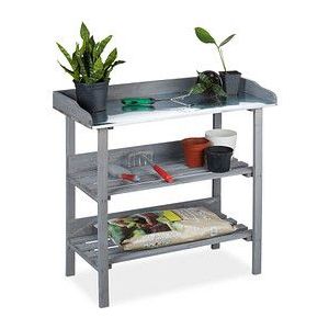 Oppottafel - Grijs - Hout - Metalen Werkblad - 3 Etages