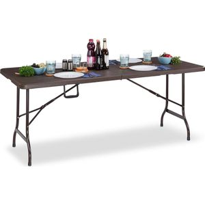 Relaxdays tuintafel inklapbaar - eettafel - klaptafel - houtlook - 180 cm - bruin