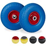 Relaxdays 2x steekwagenwiel 3.00-4 - 100 kg draaglast - stalen velg - as met diameter 20 mm - 260 x 85 mm - zwart-grijs