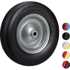 Relaxdays kruiwagenwiel 4.80 4.00-8 - rubberband - stalen velg - tot 100 kg - antilek - zwart-grijs