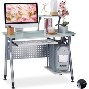 Relaxdays computertafel - bureau voor PC - computerbureau - kinderbureau - toetsenbordlade - wit