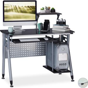 relaxdays computertafel - bureau voor PC - computerbureau - kinderbureau - toetsenbordlade zwart