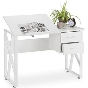 Relaxdays bureau kantelbaar, verstelbaar werkoppervlak, laptoptafel of tekentafel, HBD: 75x110x55 cm, in het wit