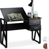 Relaxdays bureau kantelbaar, verstelbaar werkoppervlak, laptoptafel of tekentafel, HBD: 75x110x55 cm, in het zwart