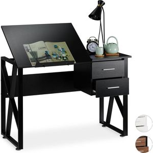 Relaxdays bureau kantelbaar, verstelbaar werkoppervlak, laptoptafel of tekentafel, HBD: 75x110x55 cm, in het zwart