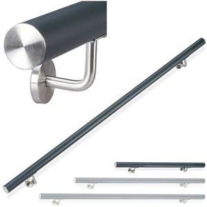 Aluminium - Trapleuning - Antraciet - Ø 42 mm - 100 cm - Inclusief Wandhouder
