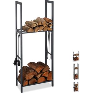Relaxdays brandhout rek - haardhout opslag - haardhout rek - binnen & buiten - 150 x 60 x 30 cm