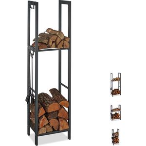 Relaxdays brandhout rek - haardhout opslag - haardhout rek - binnen & buiten - 150 x 40 x 30 cm