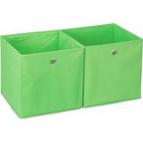 Relaxdays Opbergbox - set van 2 - Stof - Opvouwbaar - Speelgoed - Opbergmand - Opbergen - Groen
