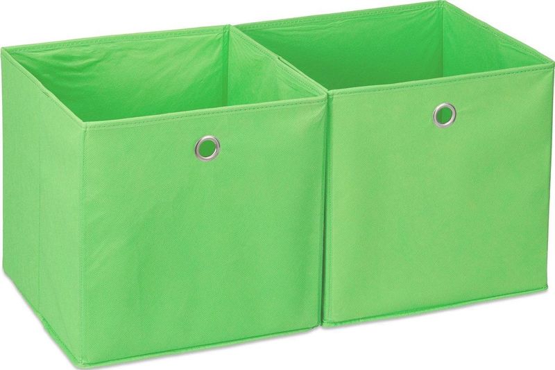 Relaxdays Opbergbox - set van 2 - Stof - Opvouwbaar - Speelgoed - Opbergmand - Opbergen - Groen