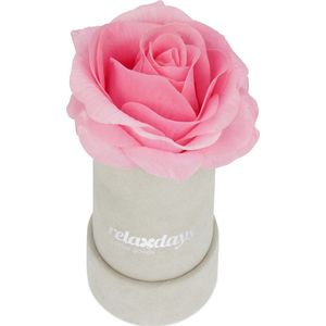 Relaxdays flowerbox - rozenbox - grijs - decoratie - kunstbloem - 1 roos in box - roze
