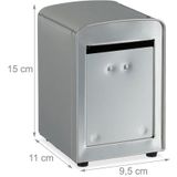 Relaxdays servettenhouder - retro - 15x9,5x11 cm - zilverkleurig