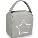 Relaxdays deurstopper zak ster - vloer - 18,5 x 14 x 10 cm - stof - met handvat - grijs