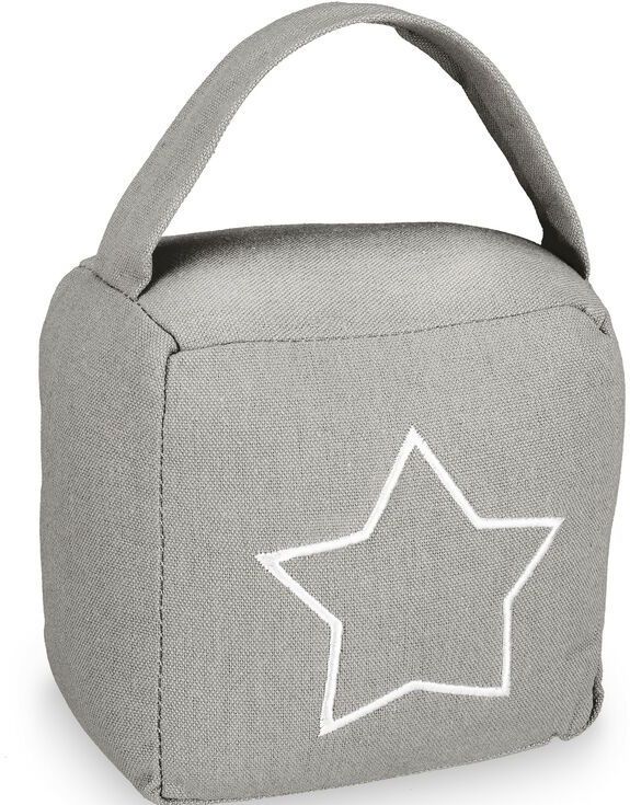 Relaxdays deurstopper zak ster - vloer - 18,5 x 14 x 10 cm - stof - met handvat - grijs