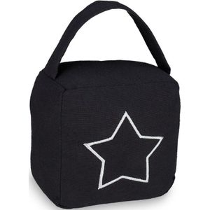 Relaxdays deurstopper zak ster - vloer - 18,5 x 14 x 10 cm - stof - met handvat - zwart