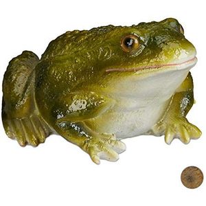 kikker beeld - zittend - kunststeen - groen