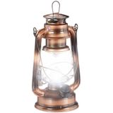Relaxdays stormlamp LED - retro lantaarn - vensterdecoratie of tuin - windlicht - op batterijen - koperkleur