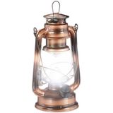 Relaxdays stormlamp LED - retro lantaarn - vensterdecoratie of tuin - windlicht - op batterijen - koperkleur