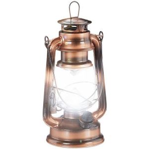Relaxdays stormlamp LED - retro lantaarn - vensterdecoratie of tuin - windlicht - op batterijen - koperkleur