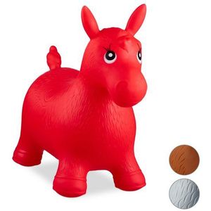 Relaxdays skippy dier paard - inclusief luchtpomp - tot 50 kg - BPA-vrij - rood