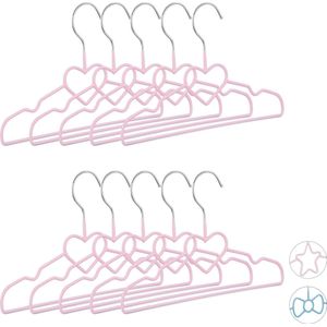 Relaxdays kinderkledinghanger - 10 stuks - draad - kledinghanger kind - klerenhanger set - Hart